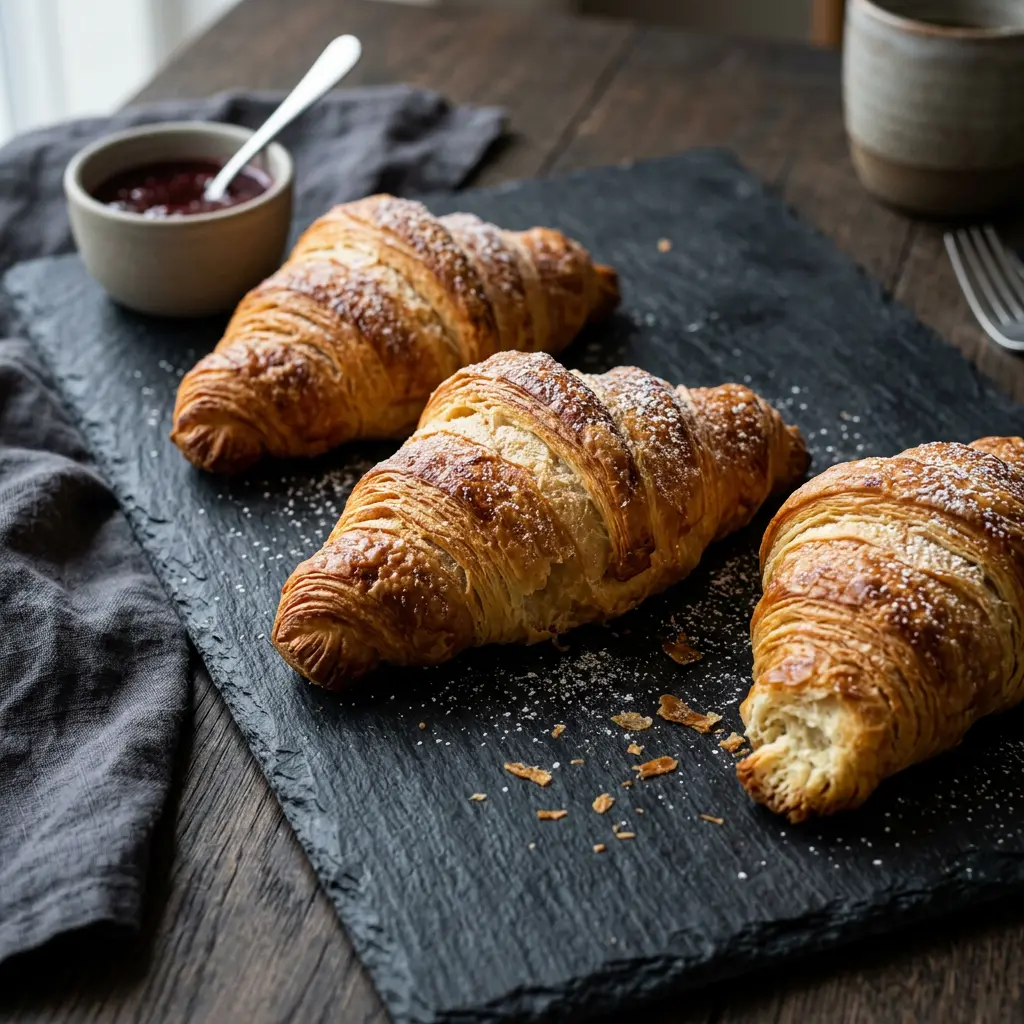 Foto af Croissanter i airfryer som færdigt brød eller bagværk
