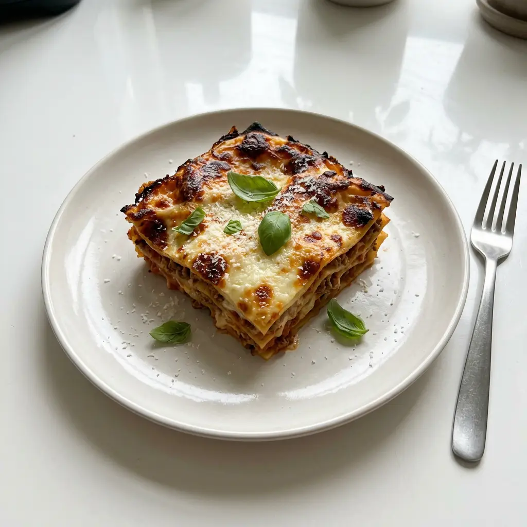 Foto af den færdige opskrift Frossen lasagne i airfryer