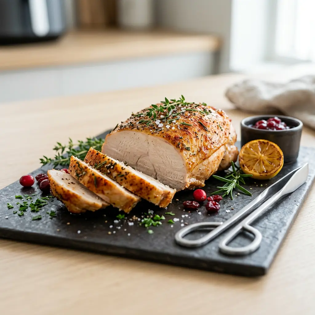 Foto af Kalkunfilet i airfryer med færdigtilberedt fjerkræ
