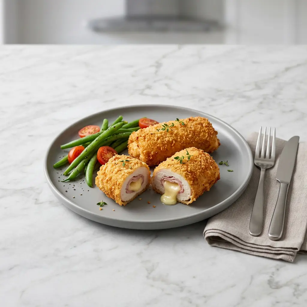Foto af Kylling cordon bleu i airfryer med færdigtilberedt fjerkræ