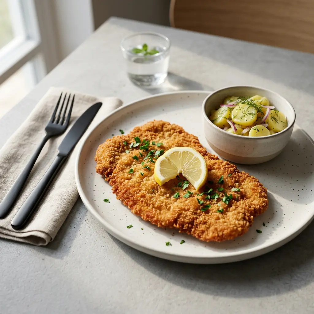 Foto af den færdige opskrift Wienerschnitzel i airfryer
